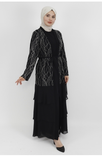 Schwarz Hijab-Abendkleider 4399-01