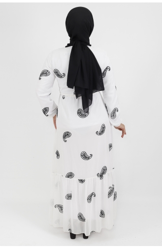 Weiß Hijab Kleider 535-02