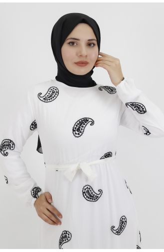 Weiß Hijab Kleider 535-02