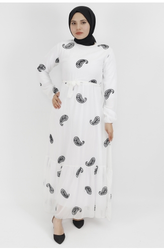 Weiß Hijab Kleider 535-02