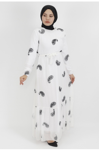 Weiß Hijab Kleider 535-02