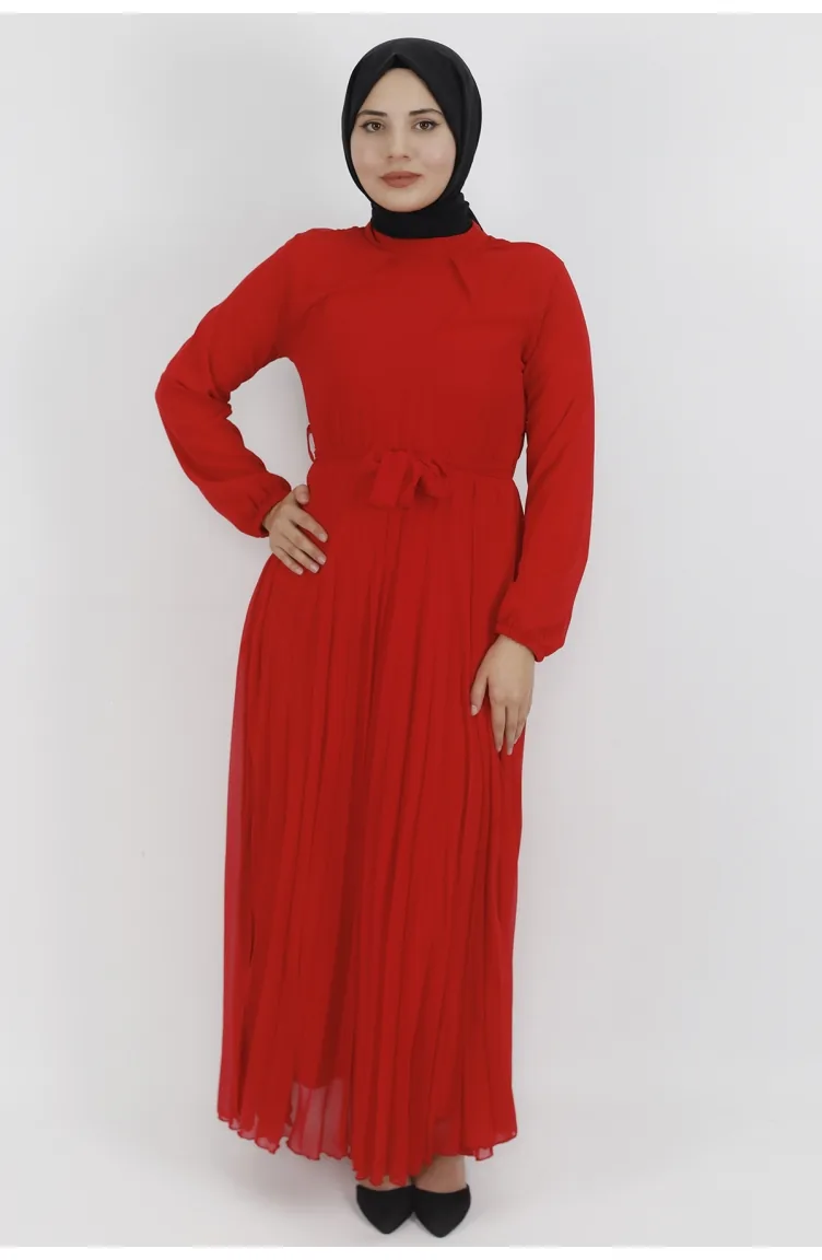 Red Hijab Dress 533-03