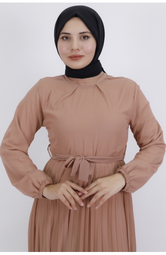 Beige Hijab Kleider 533-05