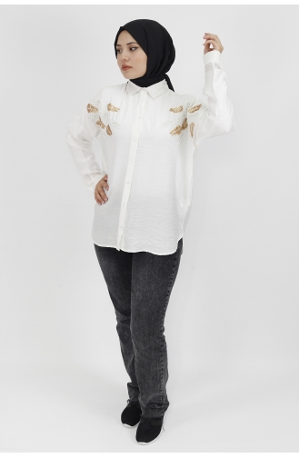 Ecru Overhemdblouse 2372-01