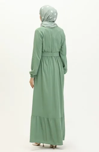 Viskose-Gürtelkleid mit Rüschen 2202-03 Grün 2202-03