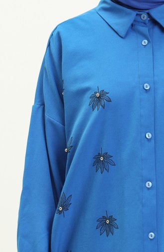 Nakışlı Tunik 0132-01 İndigo