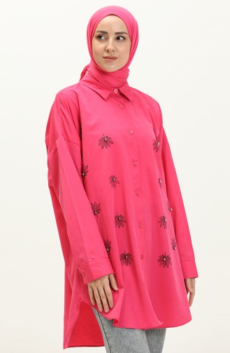 Nakışlı Tunik 0132-03 Fuşya