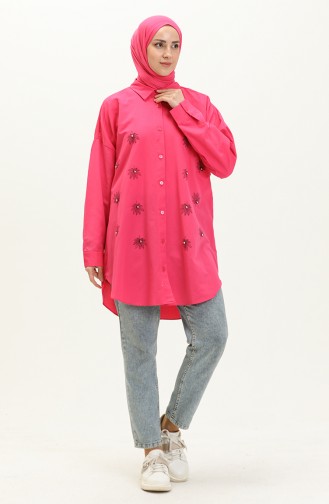 Nakışlı Tunik 0132-03 Fuşya