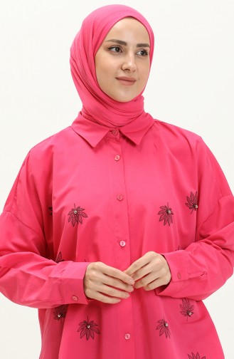 Nakışlı Tunik 0132-03 Fuşya