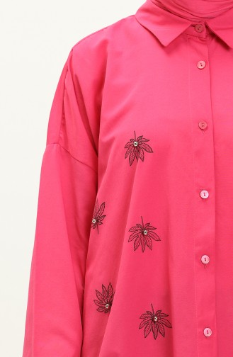 Nakışlı Tunik 0132-03 Fuşya