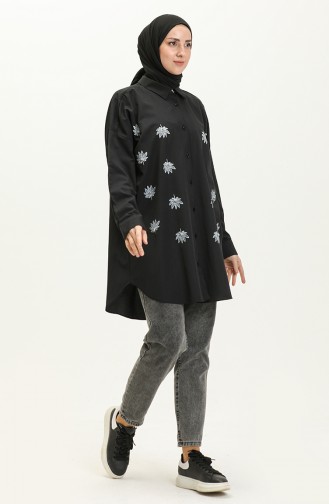 Bestickte Tunika 0132-05 Schwarz 0132-05