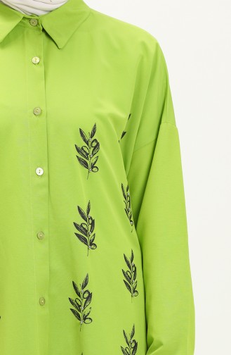 Nakışlı Gömlek Tunik 0133-01 Fıstık Yeşili