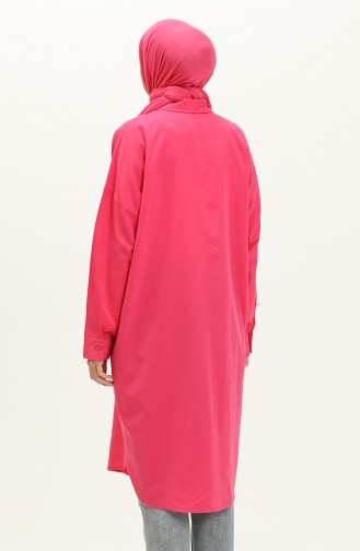 Nakışlı Gömlek Tunik 0133-05 Fuşya