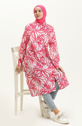 Printed Long Tunic 1029-01 Fuchsia 1029-01