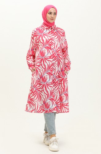 Printed Long Tunic 1029-01 Fuchsia 1029-01