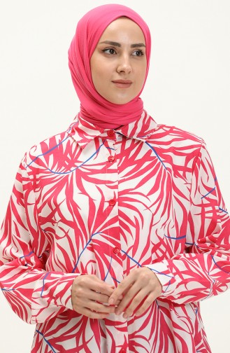 Printed Long Tunic 1029-01 Fuchsia 1029-01