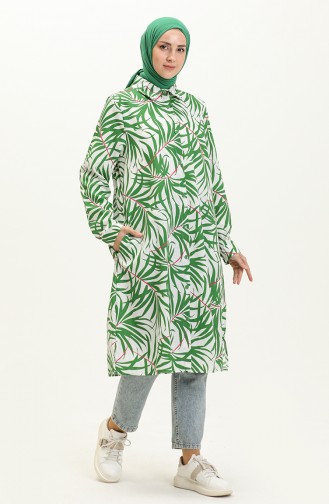 Printed Long Tunic 1029-02 Emerald Green 1029-02