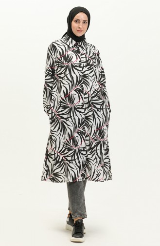 Patterned Long Tunic 1029-03 Black 1029-03