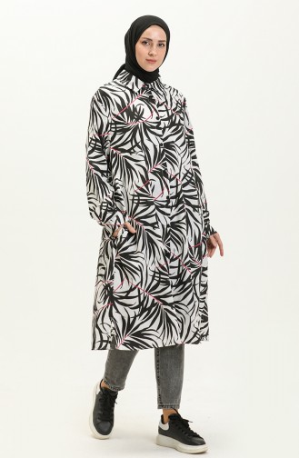Patterned Long Tunic 1029-03 Black 1029-03