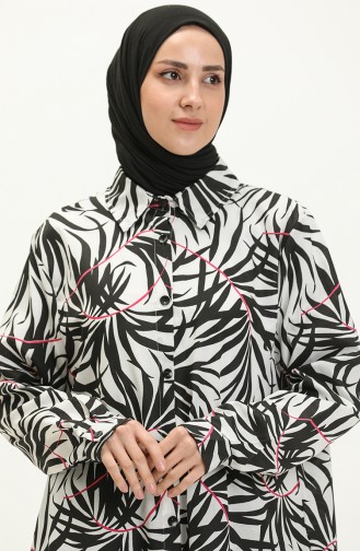 Patterned Long Tunic 1029-03 Black 1029-03