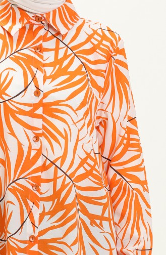 Printed Long Tunic 1029-04 Orange 1029-04