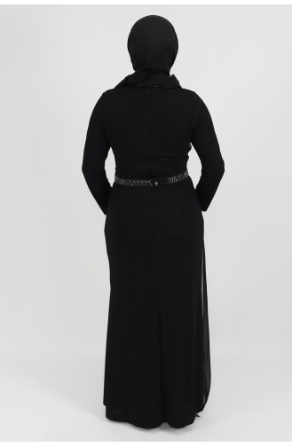 Black Hijab Evening Dress 4276-01