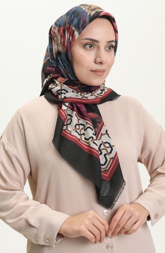 Printed Flame Scarf 13217-01 Black Claret Red 13217-01