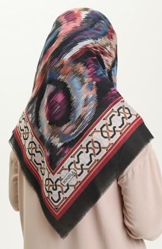 Printed Flame Scarf 13217-01 Black Claret Red 13217-01