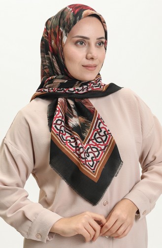 Printed Flame Scarf 13217-02 Black Brown 13217-02