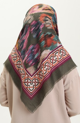 Printed Flame Scarf 13217-08 Khaki Plum 13217-08