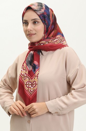Printed Scarf 13217-10 Claret Red Yellow 13217-10