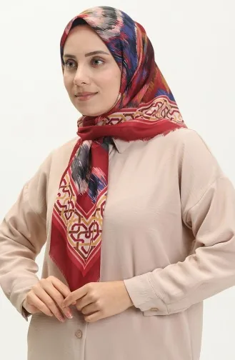 Printed Scarf 13217-10 Claret Red Yellow 13217-10