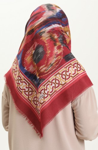 Printed Scarf 13217-10 Claret Red Yellow 13217-10