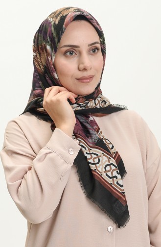 Printed  Scarf 13217-11 Black Purple 13217-11