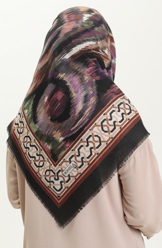 Printed  Scarf 13217-11 Black Purple 13217-11