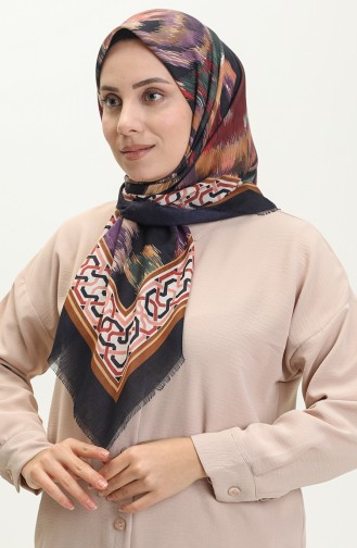 Printed Scarf 13217-12 Dark Blue Brown 13217-12