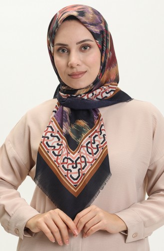Printed Scarf 13217-12 Dark Blue Brown 13217-12