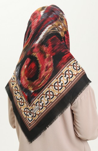 Gemusterter geflammter Schal 13217-14 Schwarz-Rot 13217-14