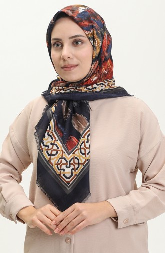 Printed Scarf 13217-15 Dark Blue Brick Red 13217-15