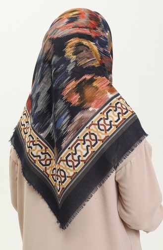 Printed Scarf 13217-15 Dark Blue Brick Red 13217-15