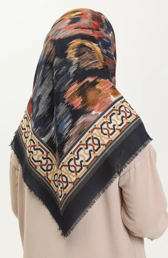 Printed Scarf 13217-15 Dark Blue Brick Red 13217-15
