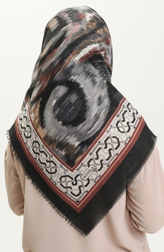 Printed Scarf 13217-18 Black Beige 13217-18