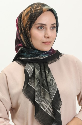Printed Scarf 13218-01 Black Purple 13218-01