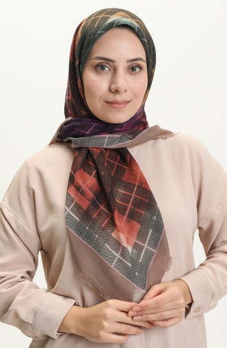 Printed Scarf 13218-02 Mink Plum 13218-02