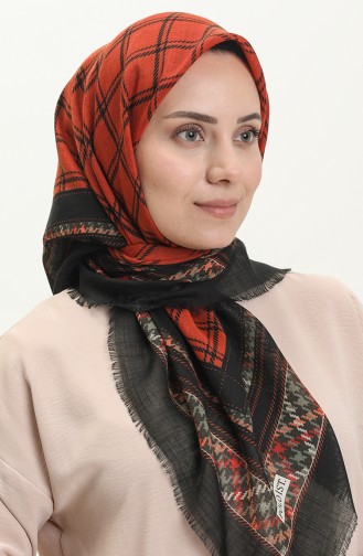 Printed Flame Scarf 13219-10 Black Brick Red 13219-10