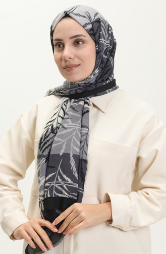 Tree Print Cotton Shawl 2007-01 Black Gray 2007-01