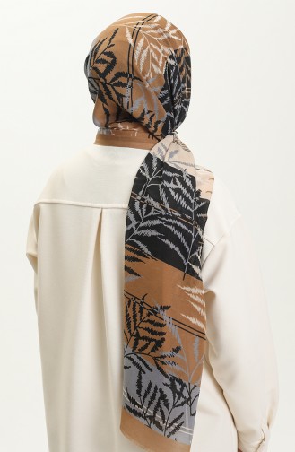 Tree Print Cotton Shawl 2007-05 Black Mustard 2007-05