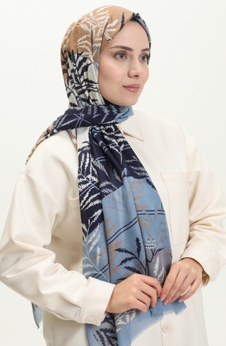 Tree Print Cotton Shawl 2007-12 Navy Blue Denim Blue 2007-12