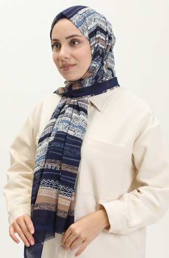 Authentic Print Cotton Shawl 2008-06 Dark Blue Mink 2008-06