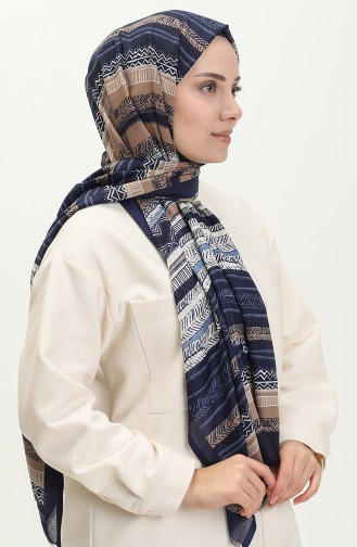 Authentic Print Cotton Shawl 2008-06 Dark Blue Mink 2008-06